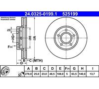 ATE Discos de freno para FORD: C-Max, Focus (Ref: 24.0325-0199.1)