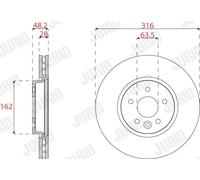 2x Disco de freno ventilado 563304JC JURID para JAGUAR XE