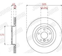 2x Disco de freno ventilado 563323JC JURID para JAGUAR XE XF II XF SPORTBRAKE
