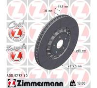 2x Disco de freno ventilado 600.3272.70 ZIMMERMANN para AUDI CUPRA