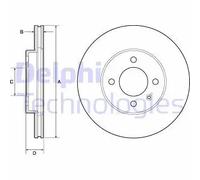 Discos de freno DELPHI BG2455, delante, ventilado , 2 Pieza