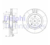 2x Disco de freno ventilado BG2712 DELPHI para VW SEAT