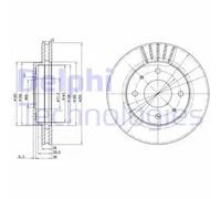DELPHI Discos de freno para MITSUBISHI: Space Runner, Space wagon, Galant, Sapporo, Lancer, SANTAMO & HYUNDAI: Santamo & KIA: Joice (Ref: BG2763)