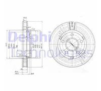 2x Disco de freno ventilado BG3144 DELPHI para OPEL PONTIAC CHEVROLET BUICK