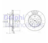Delphi Disco de freno BG3702C delantero ventilado 2 piezas