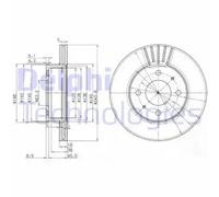 2x Disco de freno ventilado BG3749 DELPHI para HYUNDAI ACCENT I ACCENT Sedán