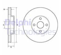 2x Disco de freno ventilado BG3780 DELPHI para TOYOTA COROLLA COROLLA Verso