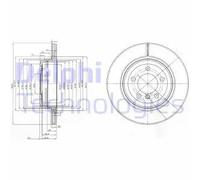 2x Disco de freno ventilado BG3787 DELPHI para BMW 7