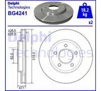 Delphi Discos de freno BG4241 delantero ventilado para Chrysler Pacifica 2 piezas