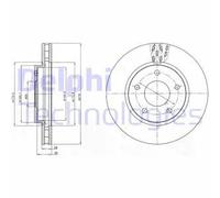 2x Disco de freno ventilado BG4258 DELPHI para MITSUBISHI DODGE