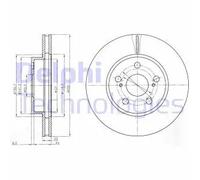 2x Disco de freno ventilado BG4269 DELPHI para TOYOTA PRIUS Liftback