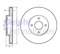 Delphi Discos de freno BG4454 delanteros ventilados 2 piezas para NISSAN Micra y Note
