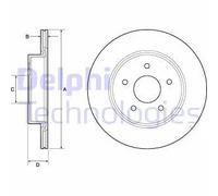 2x Disco de freno ventilado BG4779C DELPHI para NISSAN RENAULT