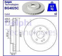 2x Disco de freno ventilado BG4825C DELPHI para MERCEDES-BENZ VITO Furgoneta