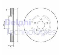 DELPHI Discos de freno BG4965C delantero ventilado altamente carbonizado 2 piezas