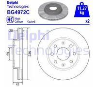2x Disco de freno ventilado BG4972C DELPHI para CHEVROLET DAEWOO