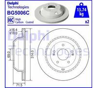 2x Disco de freno ventilado BG5006C DELPHI para KIA SORENTO III