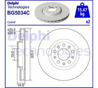 2x Disco de freno ventilado BG5034C DELPHI para ALFA ROMEO GIULIA