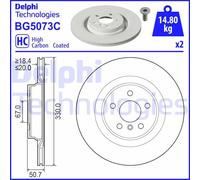 Disco de freno DELPHI BG5073C trasero, ventilado , altamente carbonizado, 1 Pieza