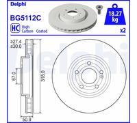 2x Disco de freno ventilado BG5112C DELPHI para MERCEDES-BENZ CLASE A CLA GLB
