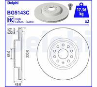 2x Disco de freno ventilado BG5143C DELPHI para VW CUPRA