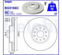 2x Disco de freno ventilado BG5166C DELPHI para VW SKODA AUDI SEAT CUPRA FORD