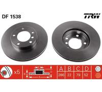 2x Disco de freno ventilado DF1538 TRW para BMW 3 3 Coupé 3 Descapotable