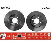 2x Disco de freno ventilado DF2550 TRW para BMW 3 3 Touring Z1 Roadster