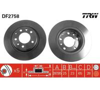 2x Disco de freno ventilado DF2758 TRW para VW PASSAT B3/B4 GOLF III VENTO