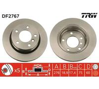 Disco de freno TRW DF2767 trasero, ventilado , 1 Pieza