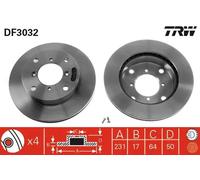2x Disco de freno ventilado DF3032 TRW para SUZUKI SUBARU CHEVROLET