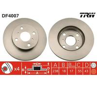 2x Disco de freno ventilado DF4007 TRW para TOYOTA STARLET PASEO Descapotable