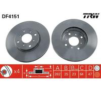2x Disco de freno ventilado DF4151 TRW para HONDA ACCORD VI ACCORD VI Hatchback