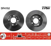 TRW Discos de freno para HONDA: Jazz, Logo, City (Ref: DF4152)