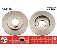 2x Disco de freno ventilado DF4158 TRW para HYUNDAI LANTRA II COUPE I SONATA IV