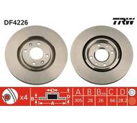 2x Disco de freno ventilado DF4226 TRW para PEUGEOT 406 Coupé