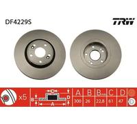 2x Disco de freno ventilado DF4229S TRW para RENAULT LAGUNA II