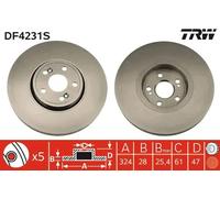 2x Disco de freno ventilado DF4231S TRW para RENAULT VEL SATIS ESPACE IV