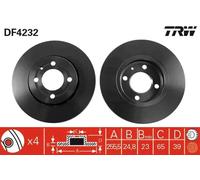 2x Disco de freno ventilado DF4232 TRW para VW LUPO I POLO III POLO