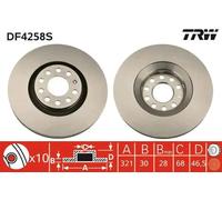 2x Disco de freno ventilado DF4258S TRW para AUDI SEAT