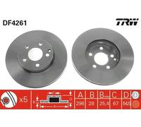 Disco de freno TRW DF4261 delantero, ventilado , 1 Pieza