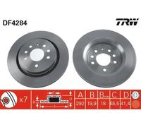 2x Disco de freno ventilado DF4284 TRW para CADILLAC SAAB FIAT OPEL