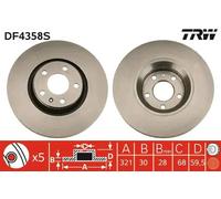 2x Disco de freno ventilado DF4358S TRW para AUDI A6 C6 A6 C6 Avant A8 D3