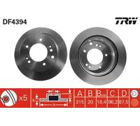 Disco de freno TRW LUC DF4394 trasero, ventilado , 1 Pieza