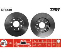 2x Disco de freno ventilado DF4439 TRW para CHEVROLET DAEWOO