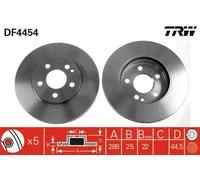 TRW Disco de freno DF4454 delantero ventilado Ø288 mm 1 pieza