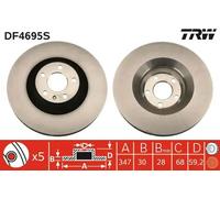 2x Disco de freno ventilado DF4695S TRW para AUDI A6 C6 A6 C6 Avant