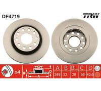2x Disco de freno ventilado DF4719 TRW para AUDI A6 C5 A6 C5 Avant ALLROAD C5