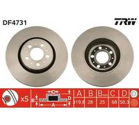 Disco de freno TRW DF4731 delantero, ventilado , 1 Pieza
