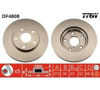 2x Disco de freno ventilado DF4808 TRW para TOYOTA AURIS COROLLA Sedán